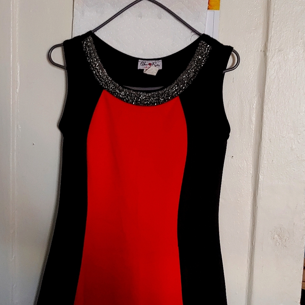 Arbor Rose black and red color block dress
